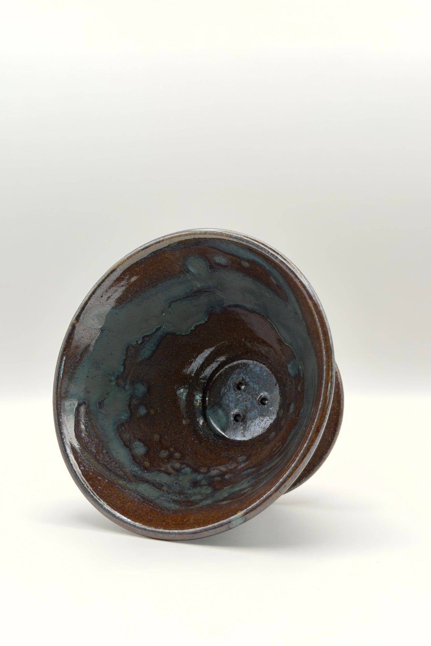 Yachimun Coffee Dripper – Rust Iron with Blue-Gray Glaze Drift by Kobo Ruu (015-RU)