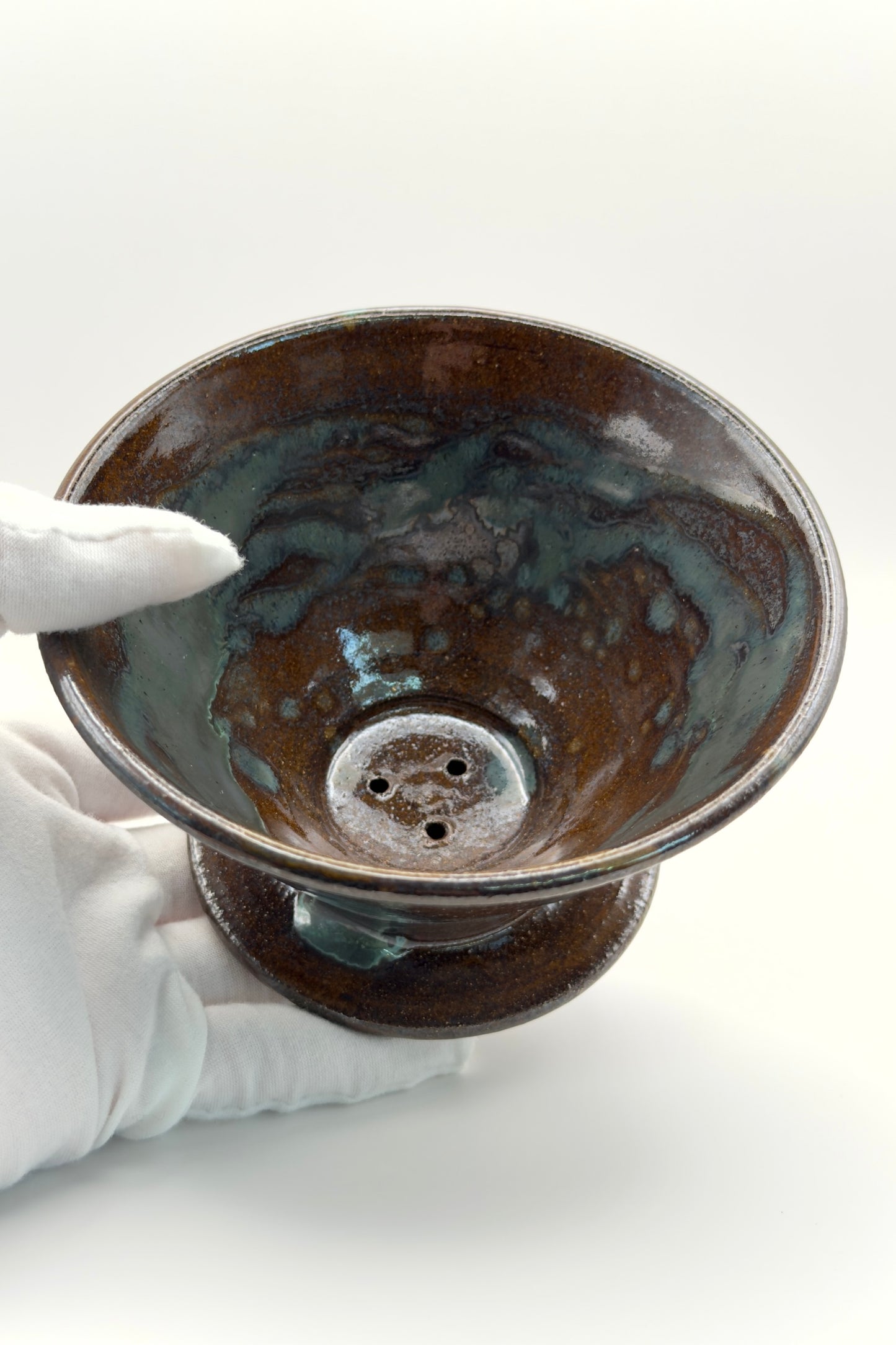 Yachimun Coffee Dripper – Rust Iron with Blue-Gray Glaze Drift by Kobo Ruu (015-RU)