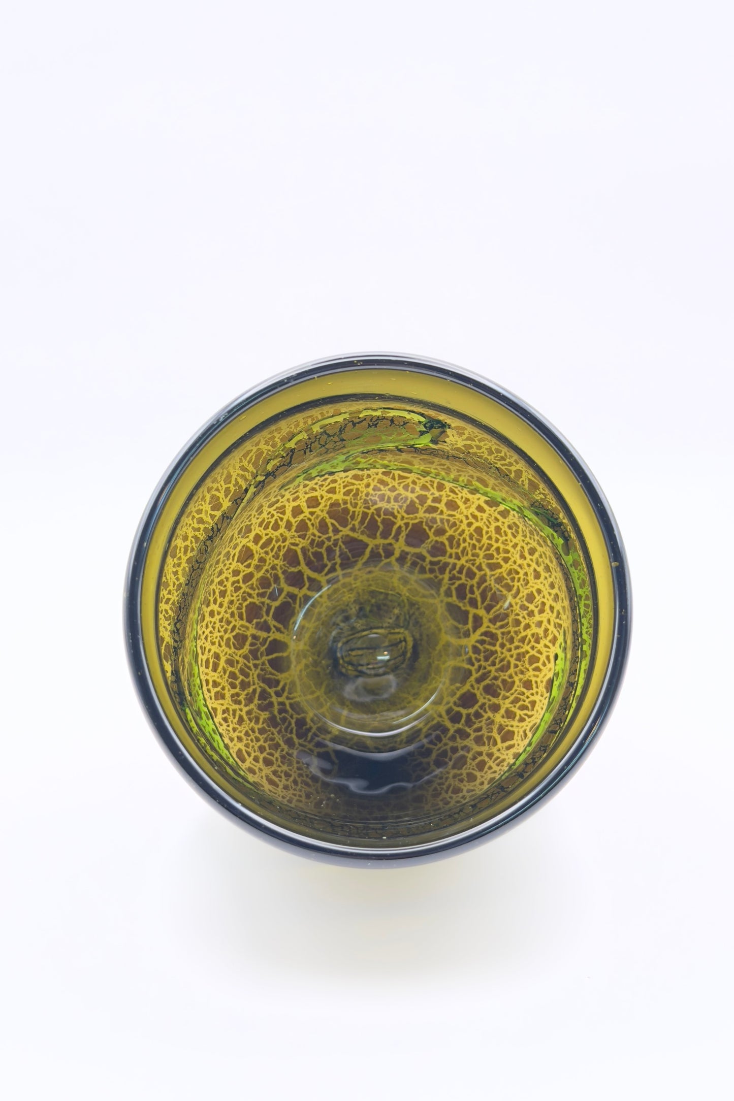 Ryukyu Glass Cup – Tsuchinomon (Earth Pattern) in Moss Green by Seiichirou Inamine (024-NJ)