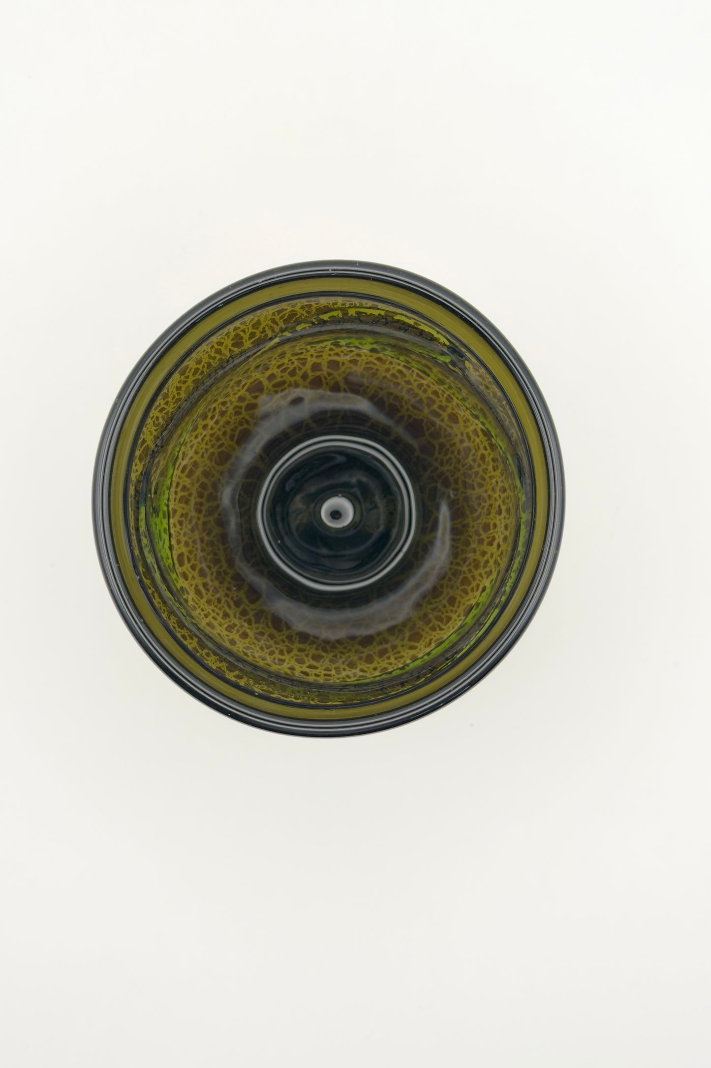 Ryukyu Glass Cup – Tsuchinomon (Earth Pattern) in Moss Green by Seiichirou Inamine (024-NJ)