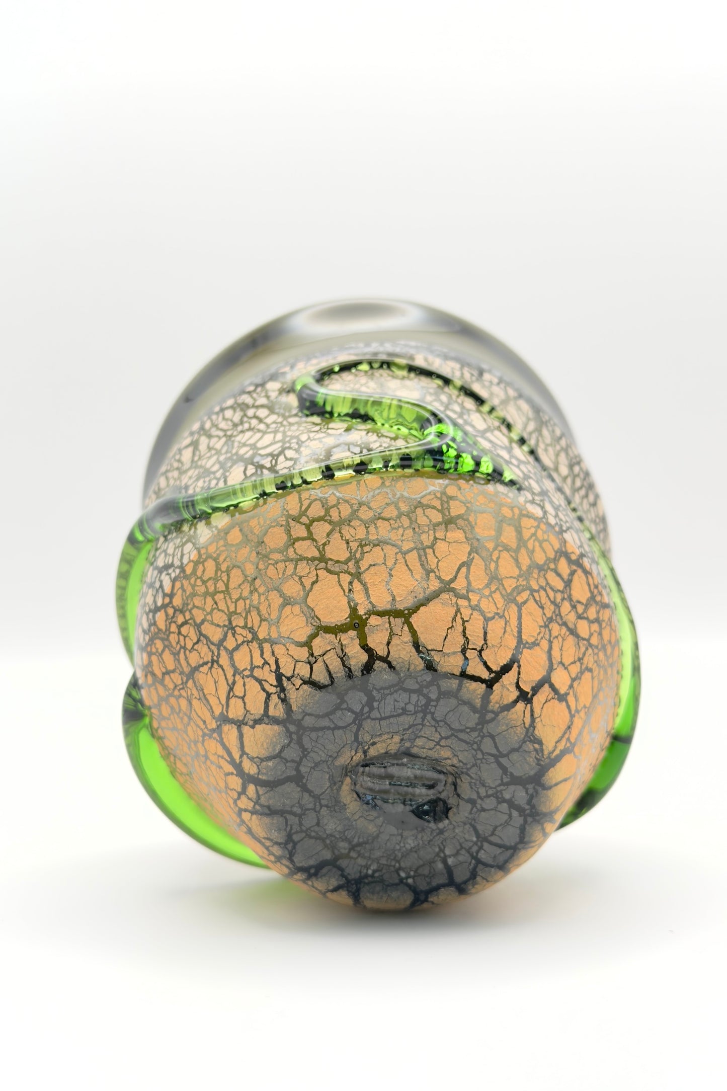 Ryukyu Glass Cup – Tsuchinomon (Earth Pattern) in Moss Green by Seiichirou Inamine (024-NJ)