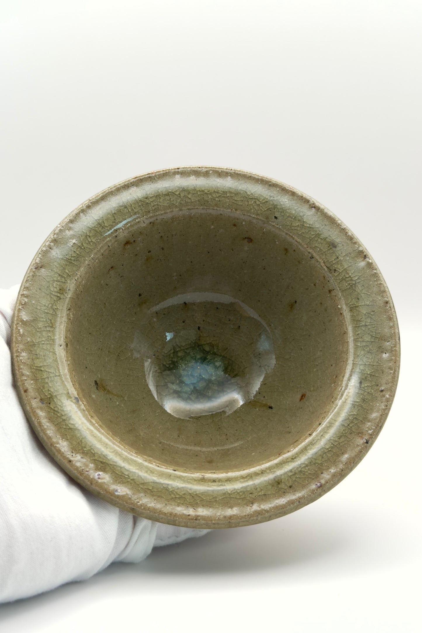 Yachimun Bowl – Shinogi Carved with Celadon Drip by Masahito Date (007-JN)